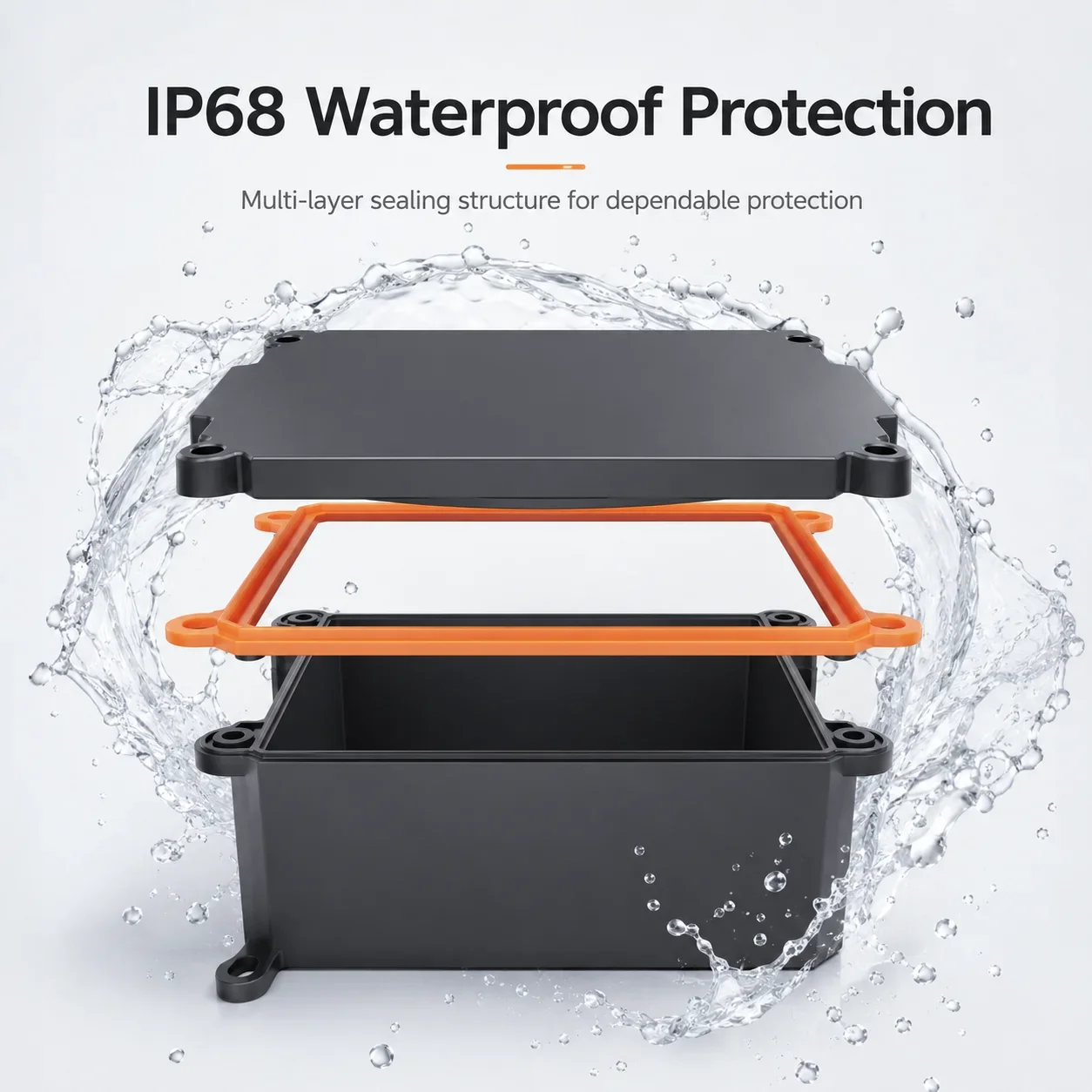 IP68 Waterproof Electrical Junction Box PC Antiflaming Black Enclosure for Underground Light Circuit Board Protection Case