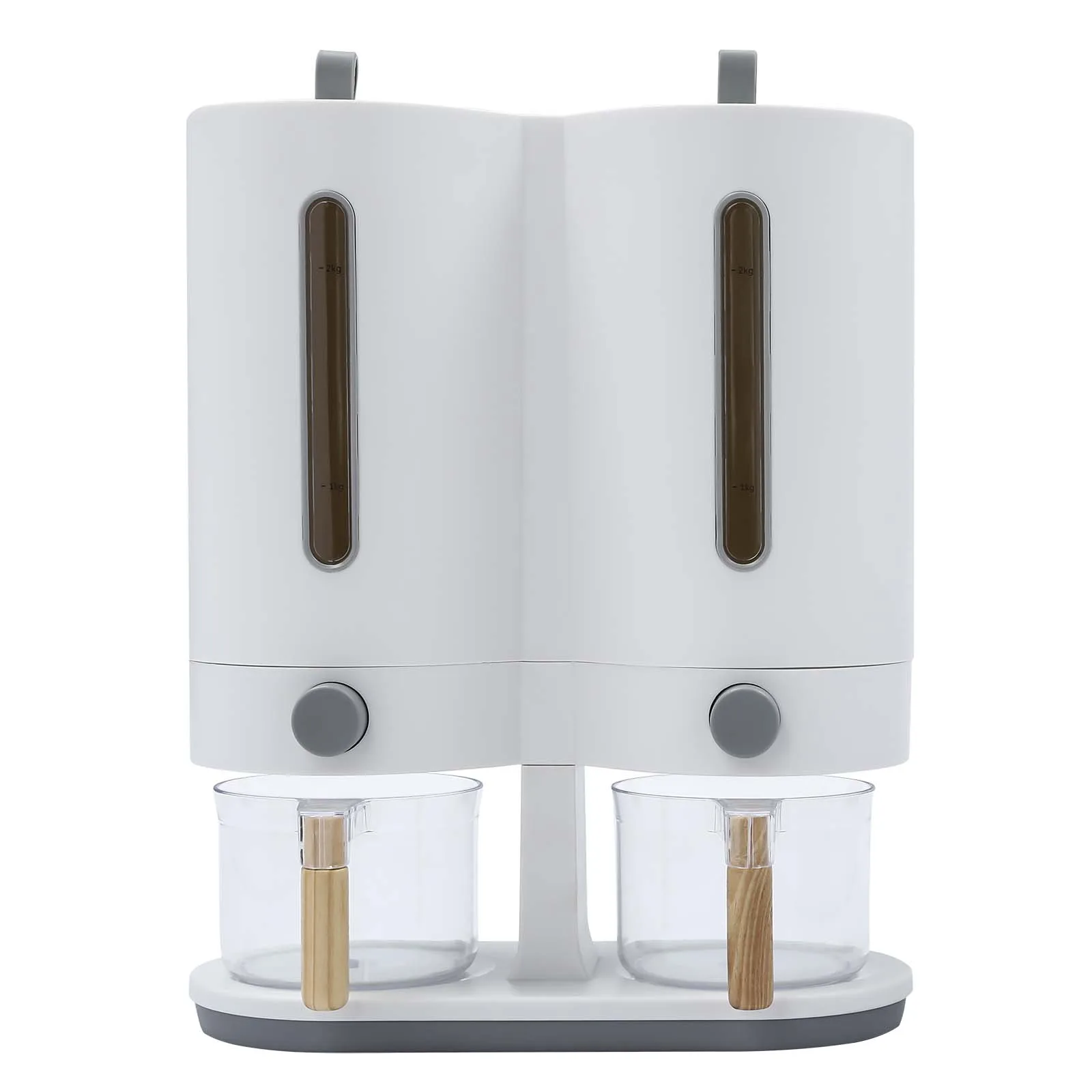 

Влагостойкий диспенсер для риса с 2 контейнерами, уплотнительное кольцо, прозрачное окно, доступ к кнопке, 2 чашки в комплекте, для дома/ресторана