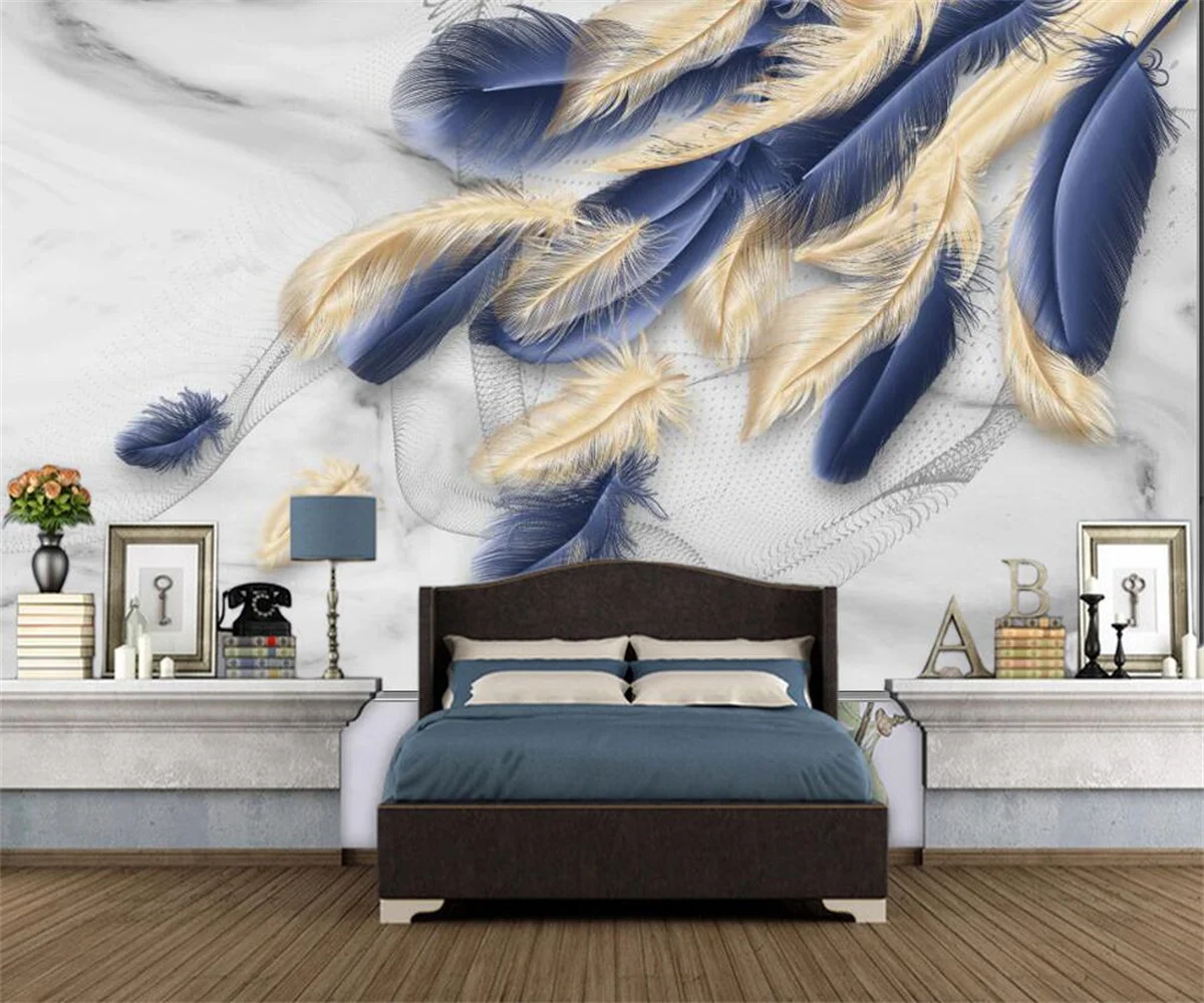 Customized Wallpaper Modern Mural wallpaper Living Room Study Background Wall Painting feather pattern wallpapers home decor