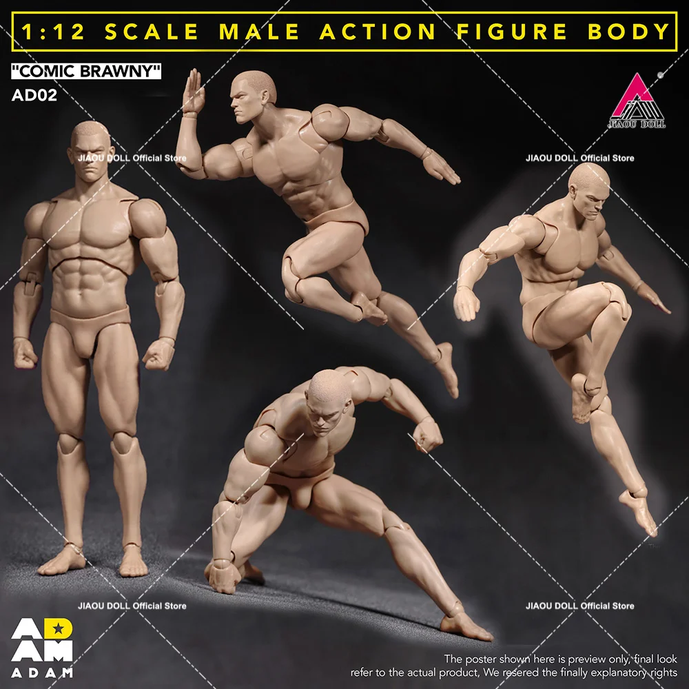 

﻿ 2026 Q1 ADAM AD02 1/12 Super Flexible Male Comic Brawny Joint Body with Head Sculpt 6''Soldier Action Figure Articulated Body