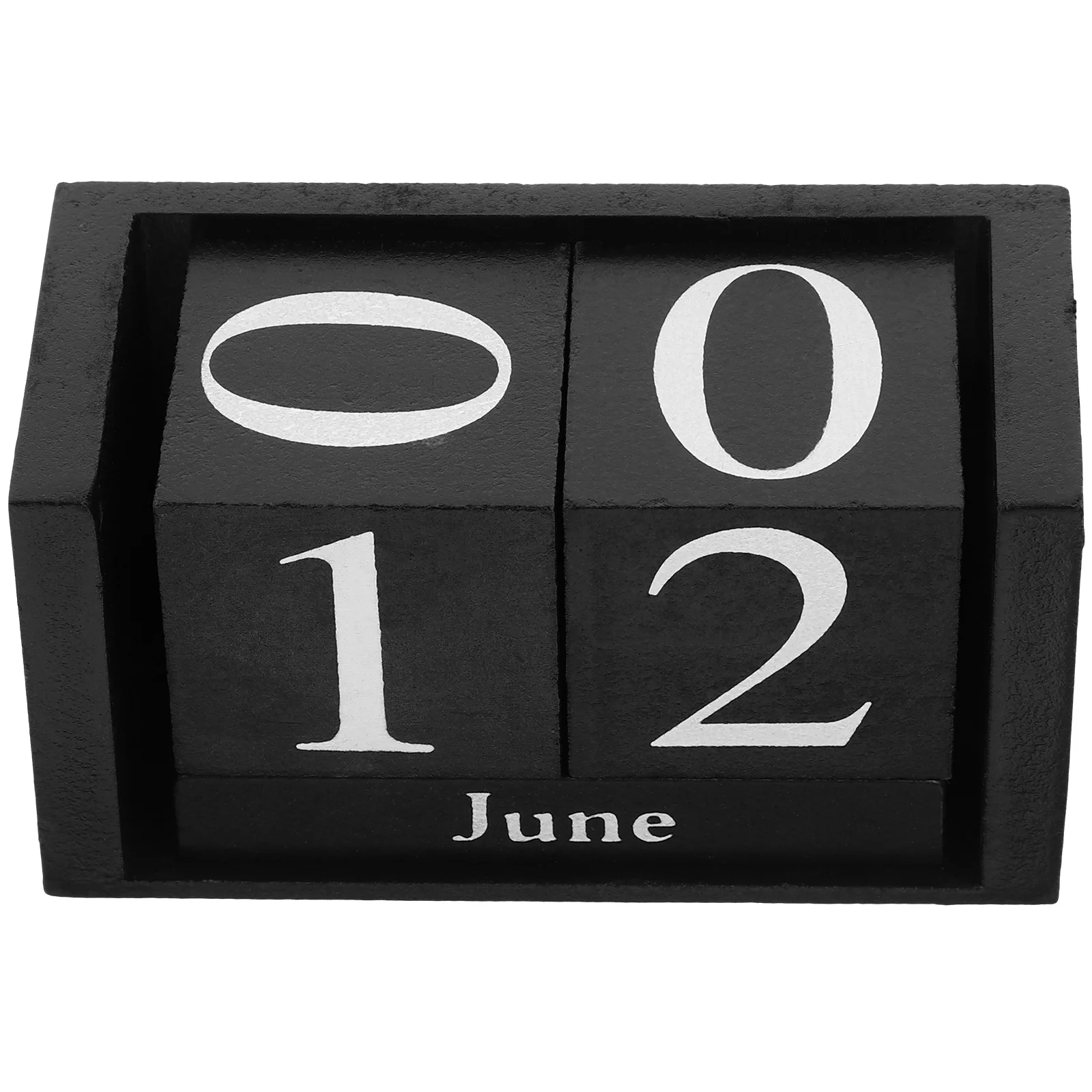 Calender Wooden Block Calendar Small European Style Elegant Desktop Black Office