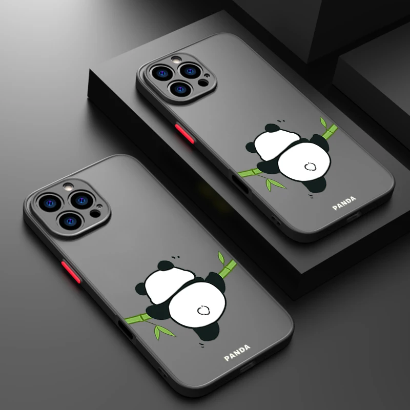 Climbing Panda Pattern Phone Case For iPhone 17 16 15 14 13 12 Pro Max 17 Pro 16e Air 11 Matte Shockproof Soft Edge Hard Cover