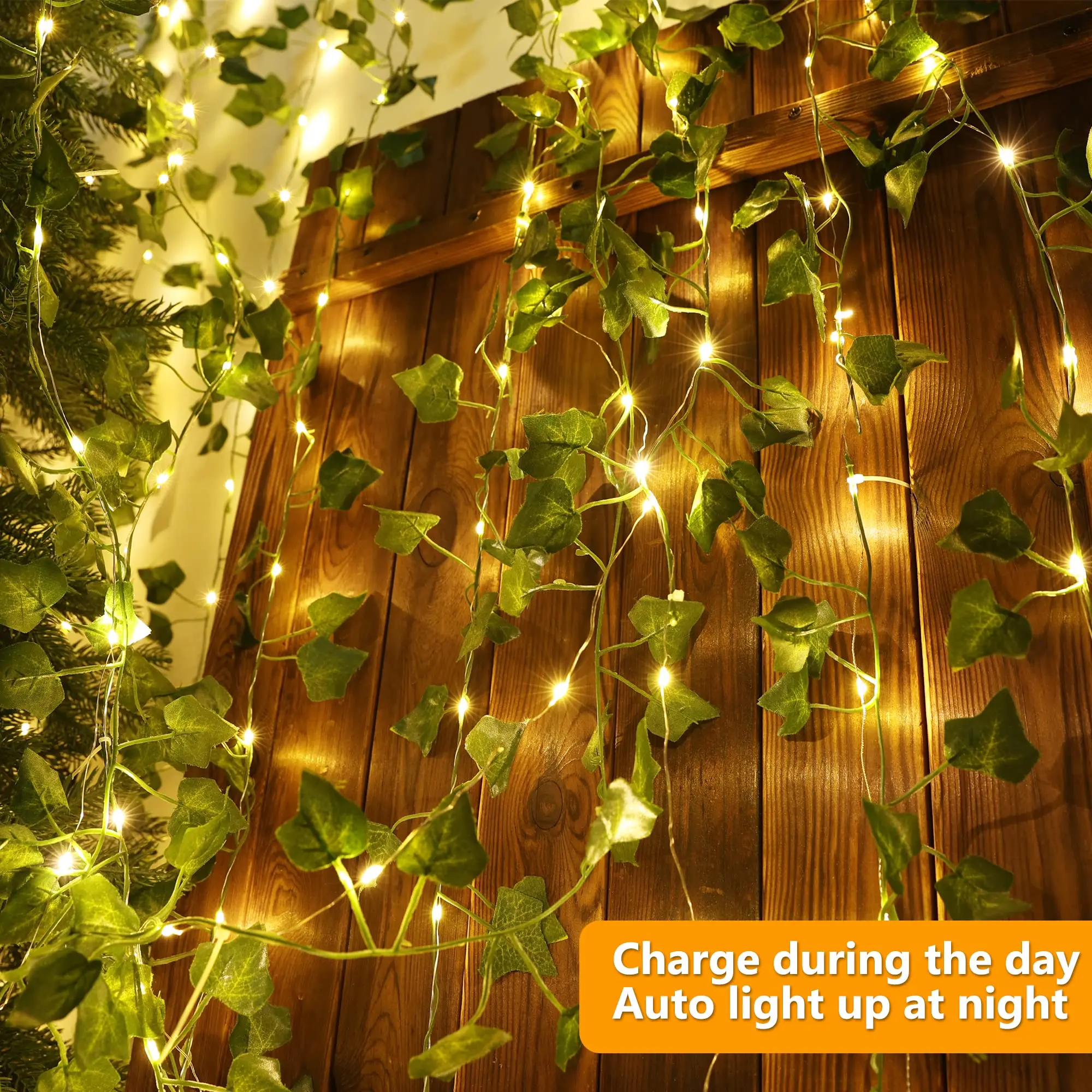 Imagem -03 - Led Solar Fairy Light Folhas de Hera Artificial Plant Vine Luzes de Corda ao ar Livre para Acampar Quintal Cercas Parede Janela Pacotes 33 Pés 100