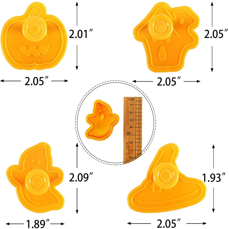 4PCS Halloween Pumpkin Ghost Theme  Plunger Cutter Cake Tools Cookie Mold Biscuit Mould DIY Craft 3D Baking Mold  Cooking Tool