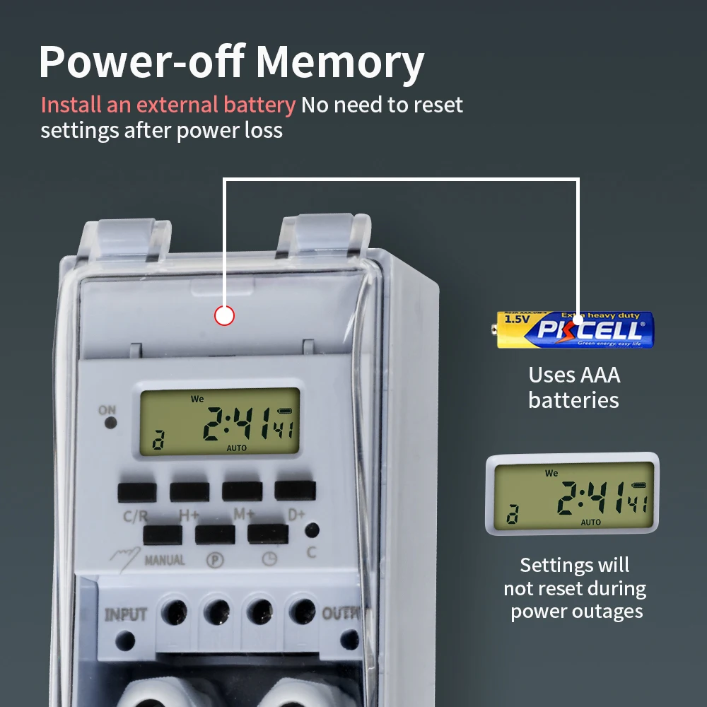 مفتاح مؤقت TNCE 30A، وحدة تحكم في الوقت 220 فولت مقاومة للماء، يتم ضبطها إلى ثوانٍ، 32 مجموعة من الموقت تشغيل وإيقاف، للضوء، مضخة مياه