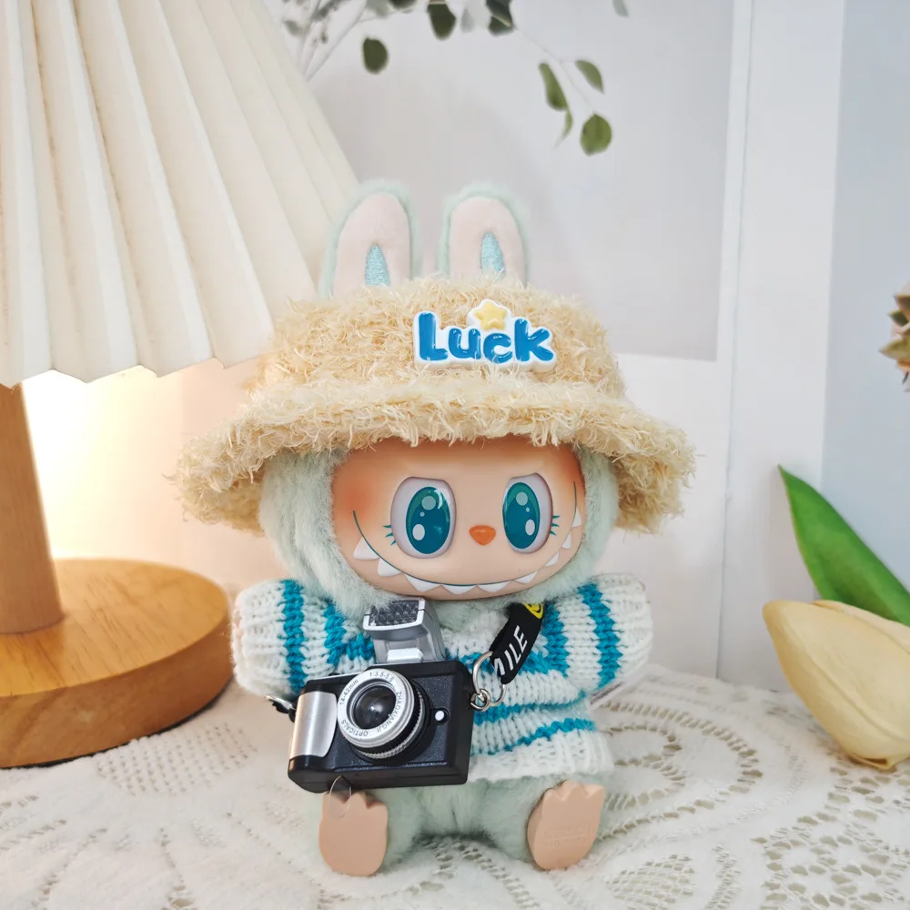 17cm Labubu I II Idol Dolls Cute Mini Plush Doll\'S Clothes Korea Kpop Exo Idol Dolls Overalls Clothing DIY Accessories Gifts