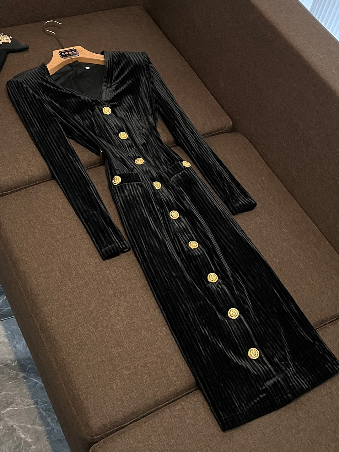 

Velvet Long Sve Slimming Long Dr Ba Zipper Skirt Commute Sle Spring Summer Ladies Faion Ci Commuting Dr