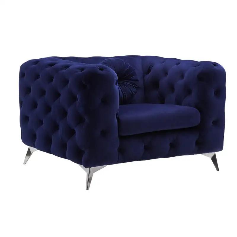 Elegant Blue Velvet Accent Chair for Living Room or Bedroom Decor