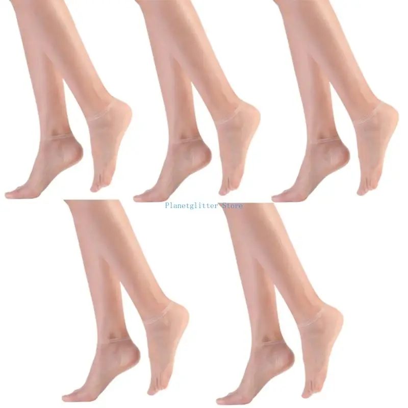 652b 5 أزواج من النساء فائقة الجوارب الكاحل رقيقة في الكاحل تنفس الأصفاد الحريرية غير الحريرية جوارب قارب قصير قطع #4