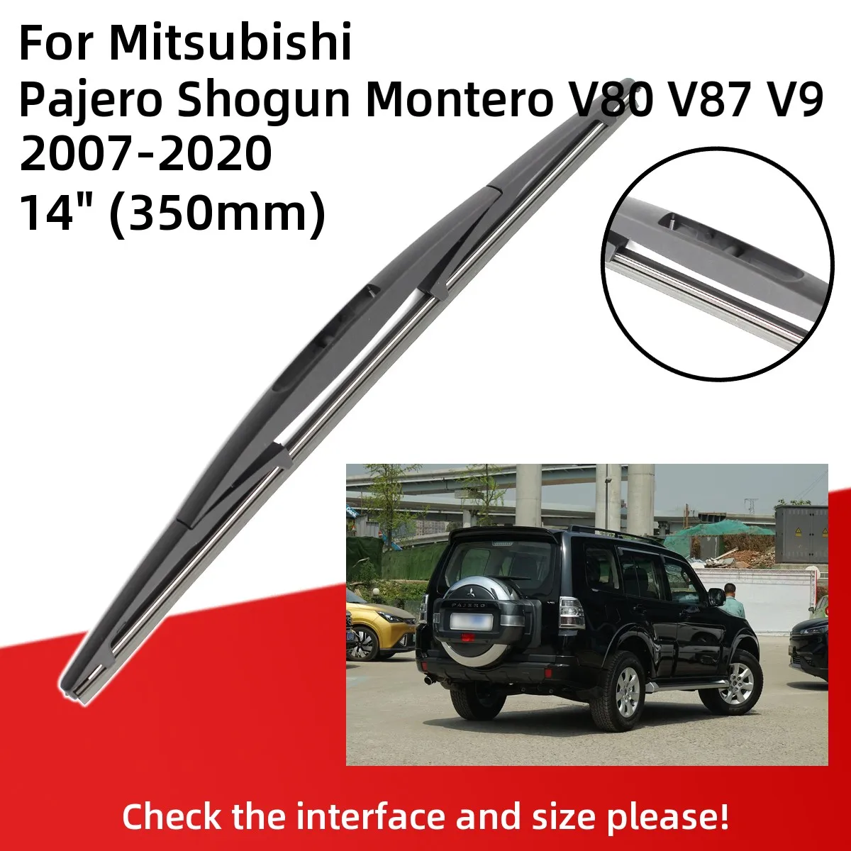 Pour Mitsubishi Pajero Shogun Montero V80 V87 V93 V97 2007-2020 balais d\'essuie-glace avant et arrière, accessoires de coupe-brosse, crochet J 2008