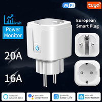 16A/20A Tuya EU WiFi Smart Socket with Power Monitoring Voice Control Plug Compatible AC 100-240V with Alexa Google Assistant