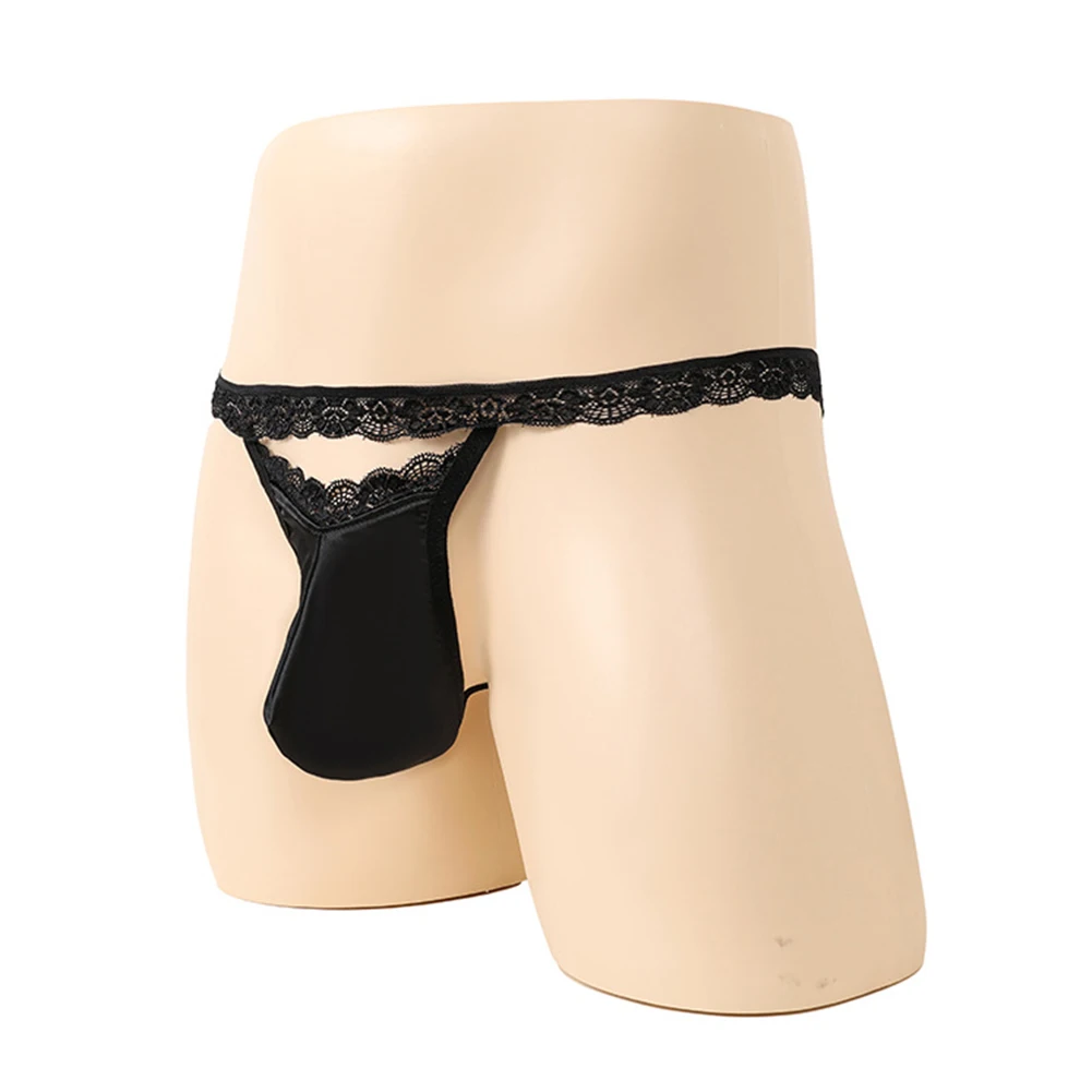 Sexy Men's Panties G-String Thong Bikini Underwear Hollow Lace Pouch Thongs Panties Enhance T-Back Jock Strap