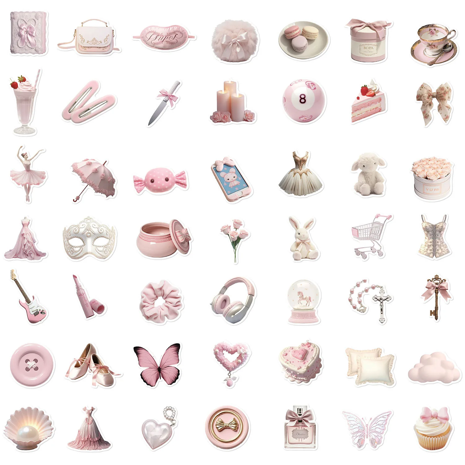 10/50pcs Ins Style Cute Pink Ballet Girls Stickers Kawaii Aesthetic Decals Decoration Scrapbook Laptop Phone Luggage Toy Sticker