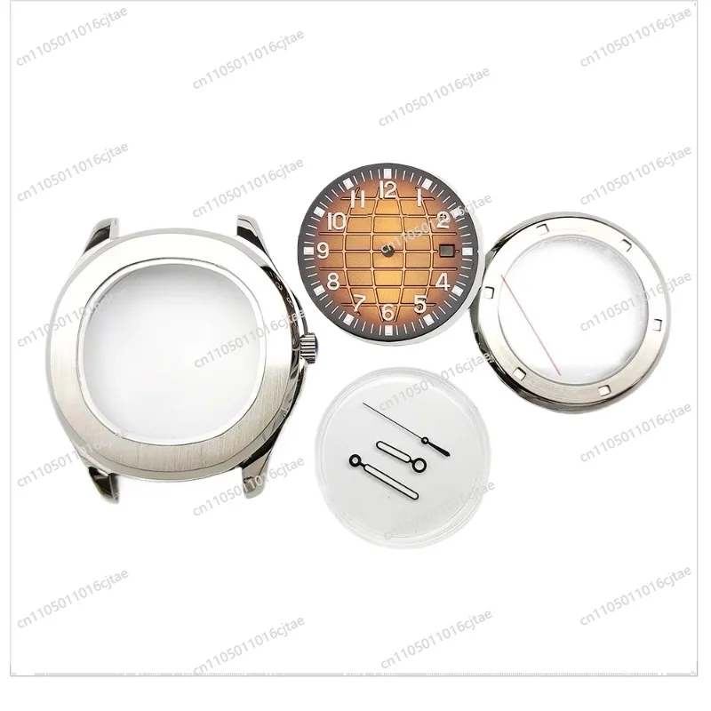 For Watch Modification Accessories, Stainless Steel Mechanical Case, Rubber Strap, Text Hands