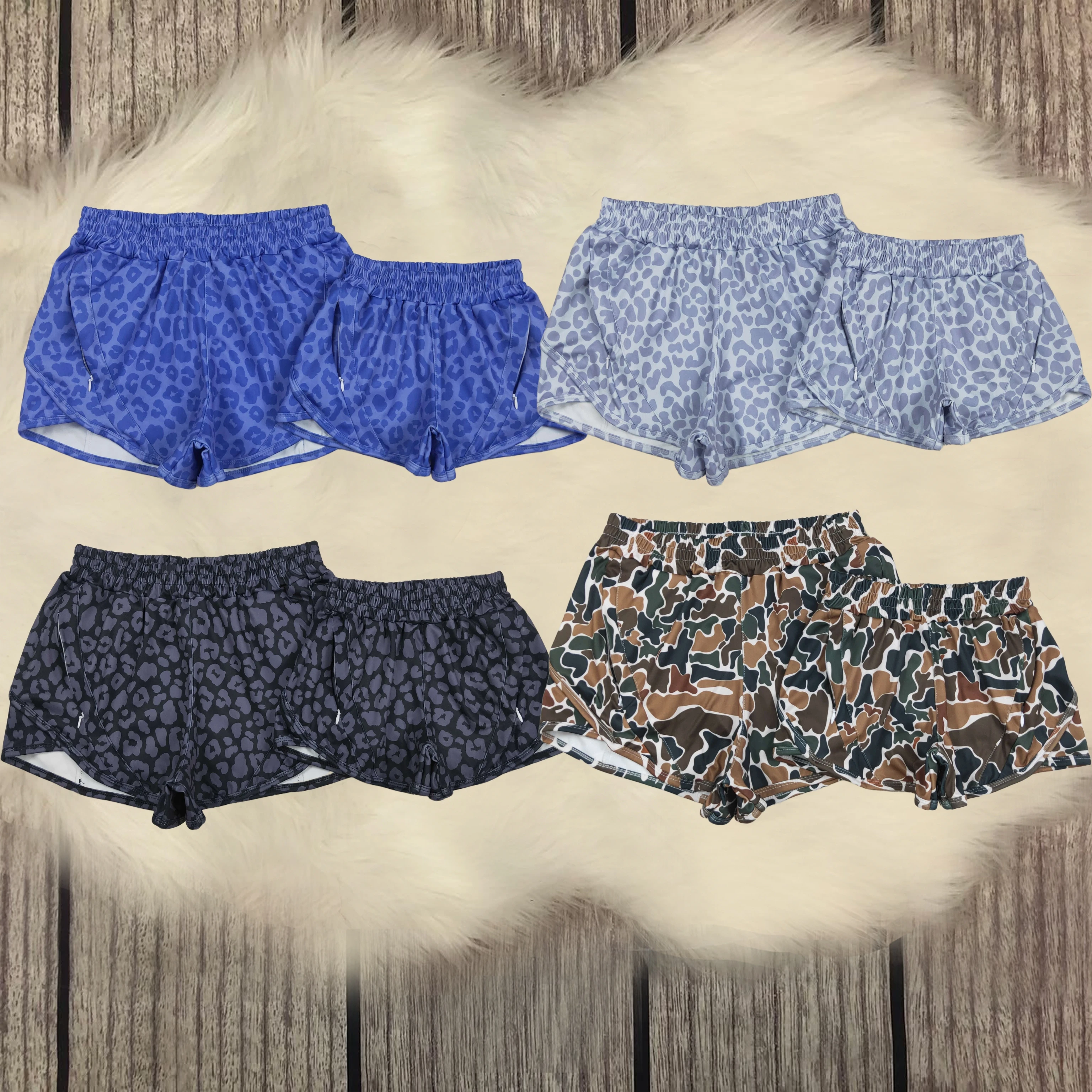 

High Quality Sibling Mommy and me Baby Girls Adult Women Western Camo Leopard Yoga Zipper Shorts Bottoms Kids Pants Wholesale