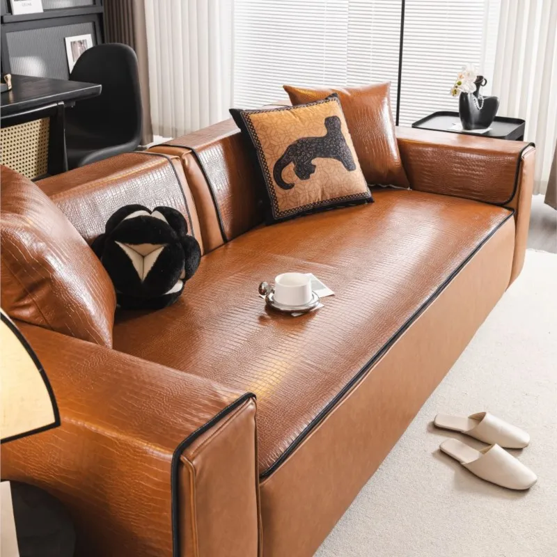 2024 Autumn Winter Home Non-slip Living Room PU Leather Sofa Cushion Couch Sofa Covers Waterproof Slipcover Funda Sofa Mats