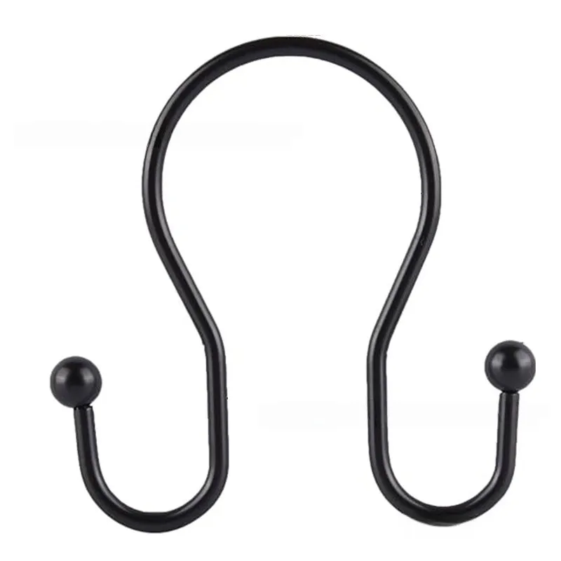 14 pcs Black Double Ear Shower Curtain Rings, Smooth Glide, Durable and Easy to Install, for Bathroom Shower Rods