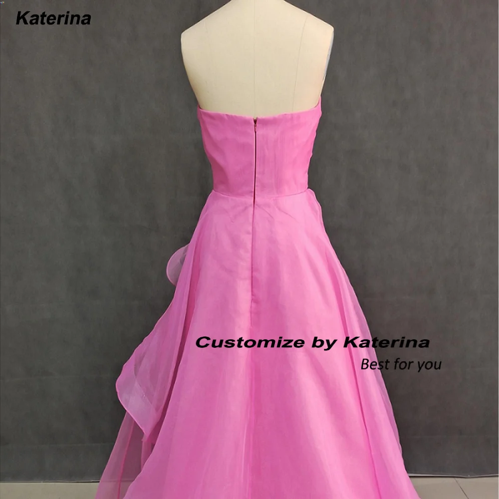 Katerina Pink Rüschen Ballkleider Schatz plissiert träger los boden lang formelle Abendkleid Frauen spezielle Party kleider