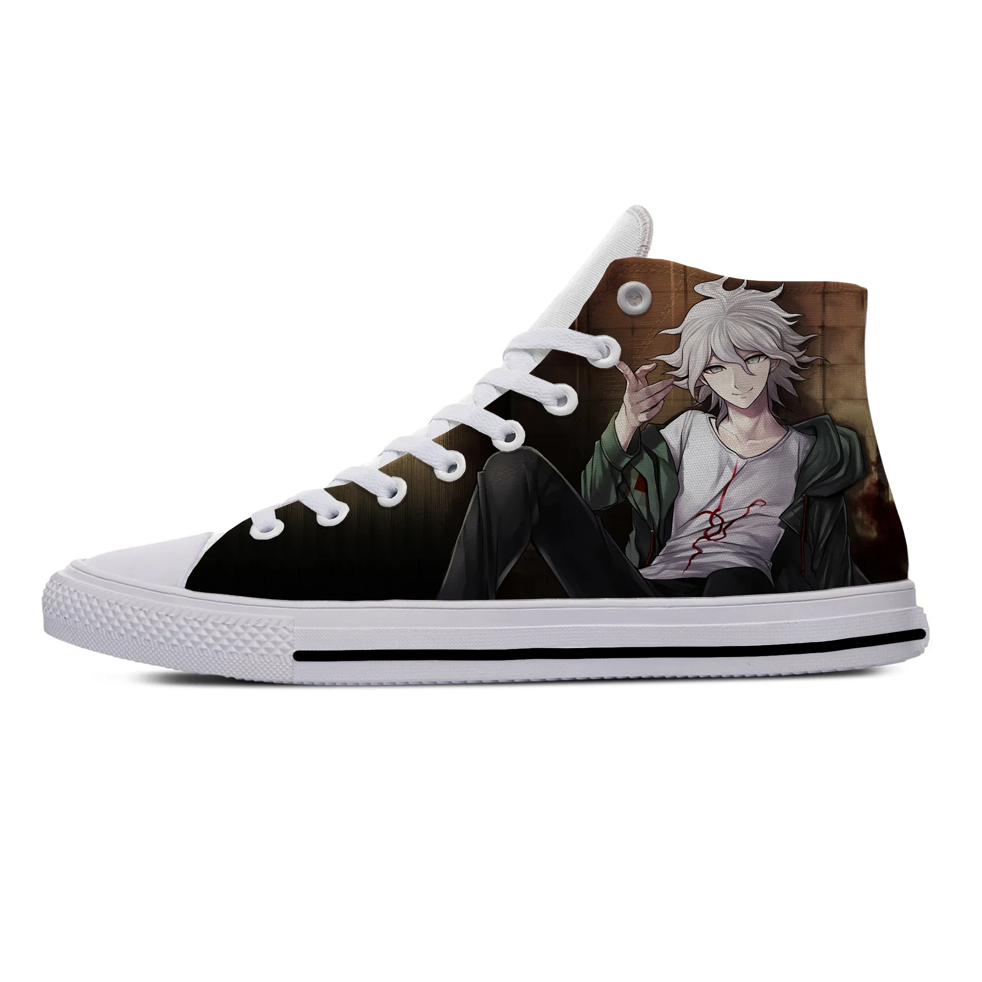 Hot Cool Anime Manga Game Danganronpa Nagito Komaeda Funny Breathable Casual Board Shoes High Top Lightweight Men Women Sneakers