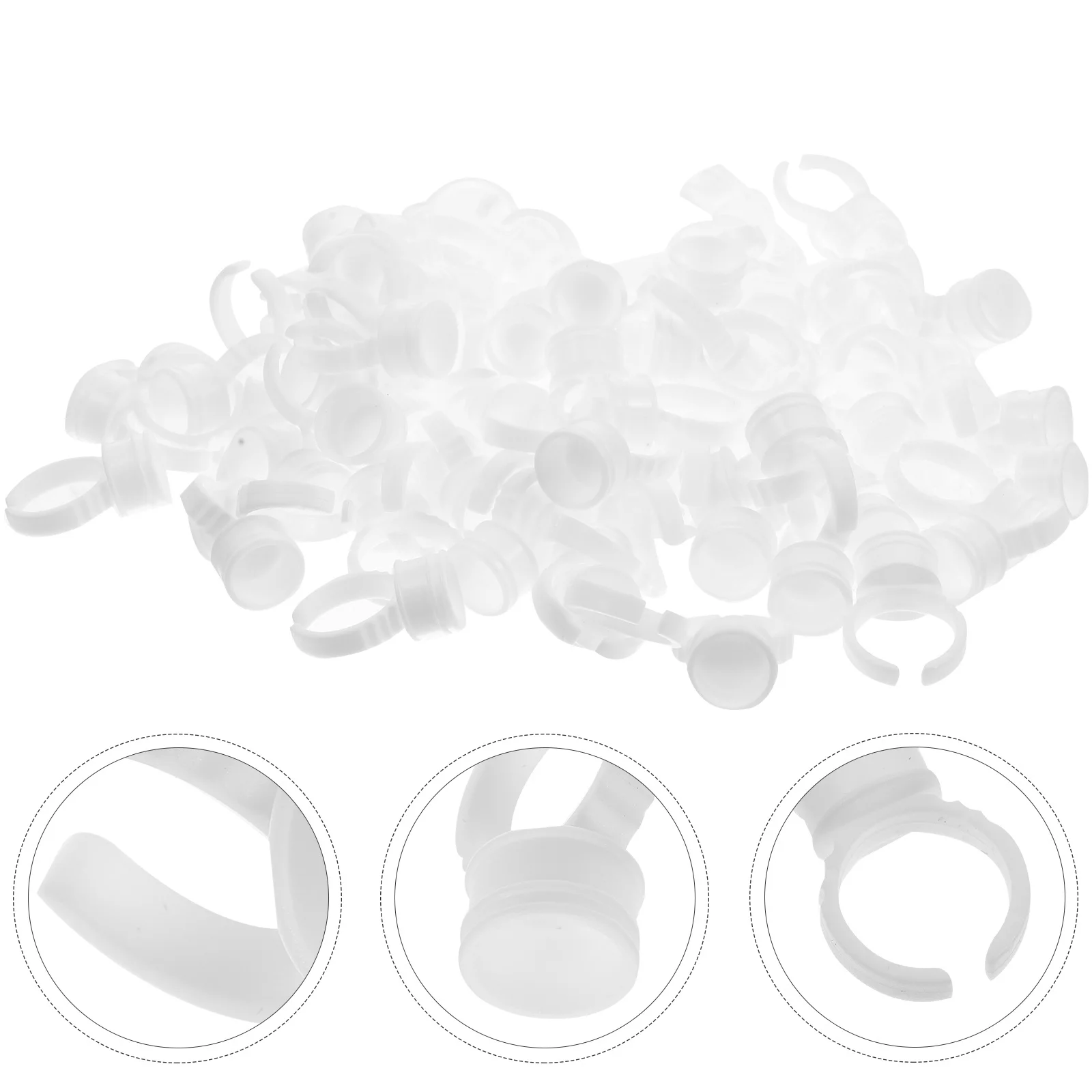 

100pcs Eyebrow Tattoo Rings Cup Disposable Clear Ink Caps For Pigment Container Tool Quick Hygienic Application Ink Cup
