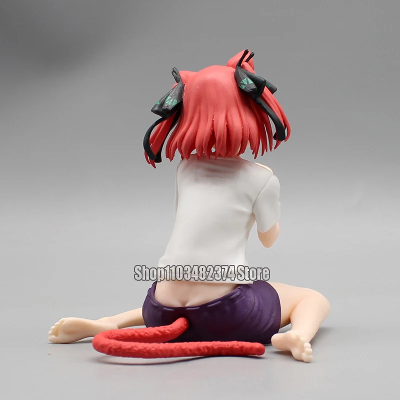 10cm anime desktop bonito nakano nino estatueta os quintuplos quintessenciais boneca gato nakano miku figura modelo pvc coleção brinquedo