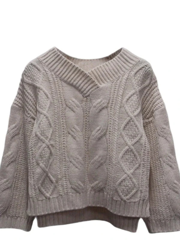 الخريف الشتاء سترة المرأة فضفاضة V-Ne عارضة تخفيف أعلى طويلة ort الجبهة با تصميم مريح محبوك