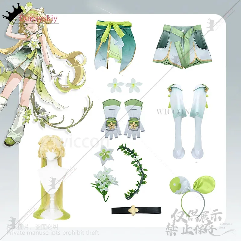 

COSda@Verina Anime Game Wuthering Waves Cosplay Green Elf Spring Dress Costume Forest Style Girls Woman Lolita Earwear Wigs Cust