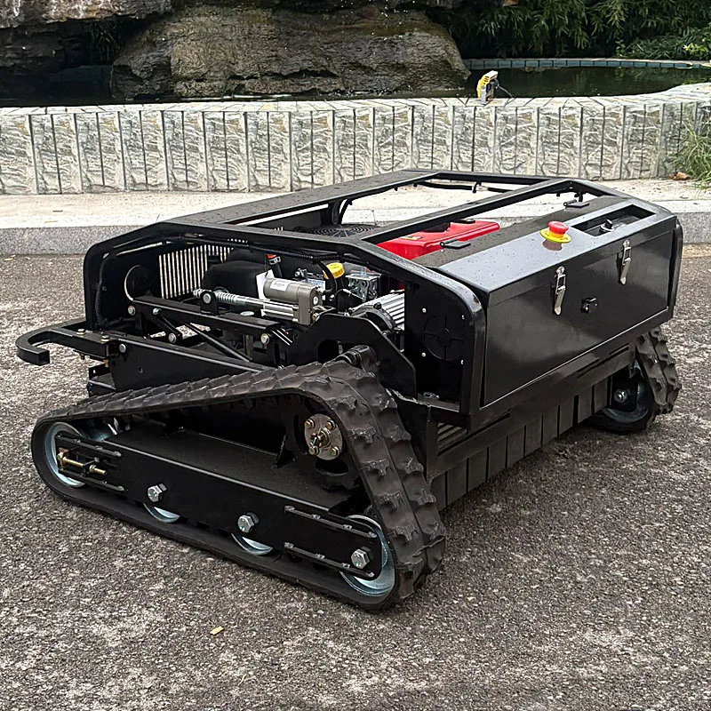 

Wholesale price of tracked intelligent cordless lawnmower, European all terrain lawnmower zero rotation remote control lawnmowe
