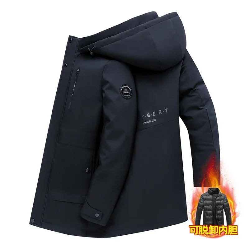 

Мужские зимние парки в корейском стиле, белый пуховик с капюшоном, стеганое зимнее пальто, мужские уличные толстые теплые пуховики большого размера