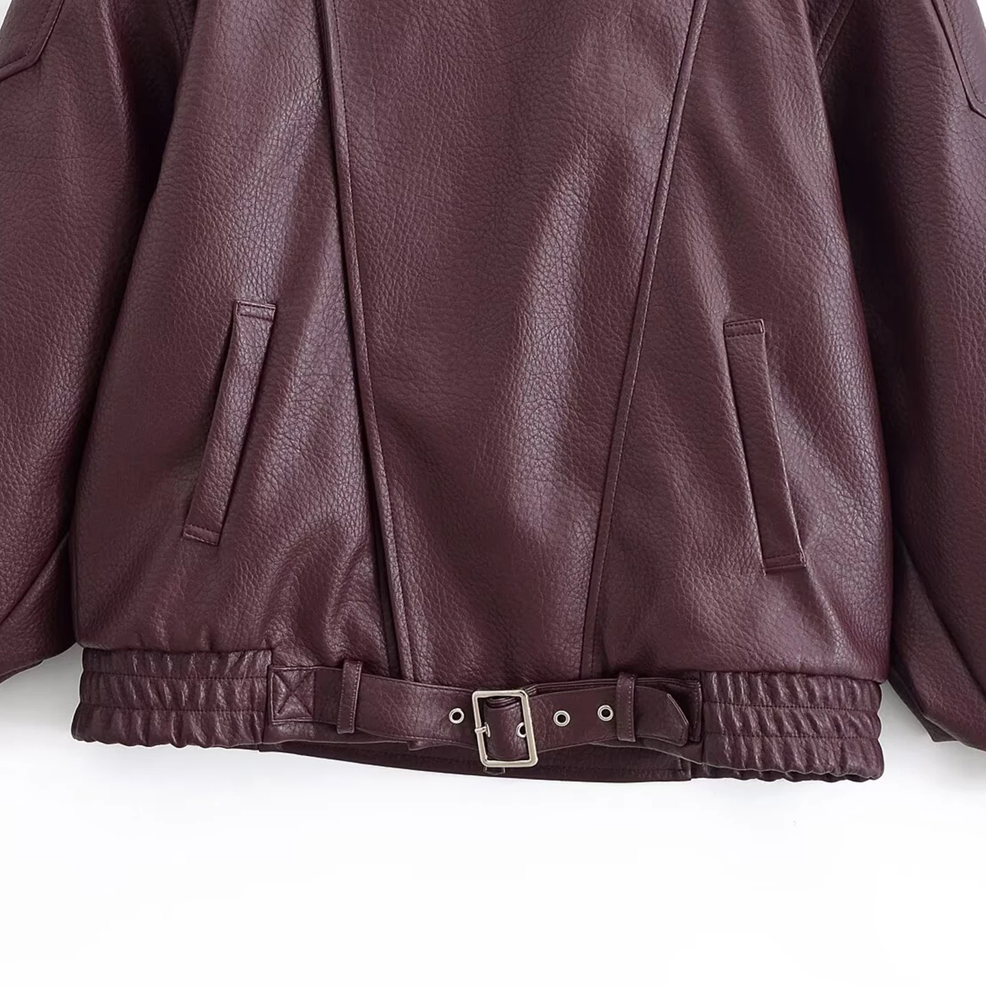 جاكيت قصير أنيق للنساء بأكمام طويلة وياقة عالية، معطف خريفي 2025 بتصميم شبابي مميز مع سحاب، جاكيت جلدي #2