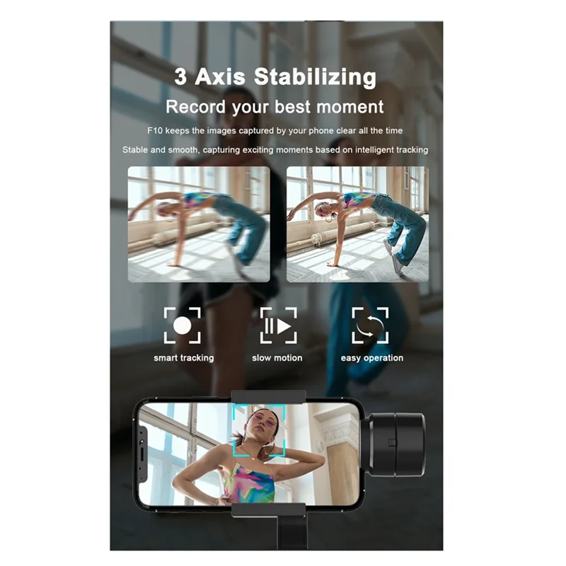 F10 3-осевой ручной стабилизатор подвеса, приложение для отслеживания лица, палка для селфи для смартфона, видеоблога, защита от сотрясений, запись видео, прочный