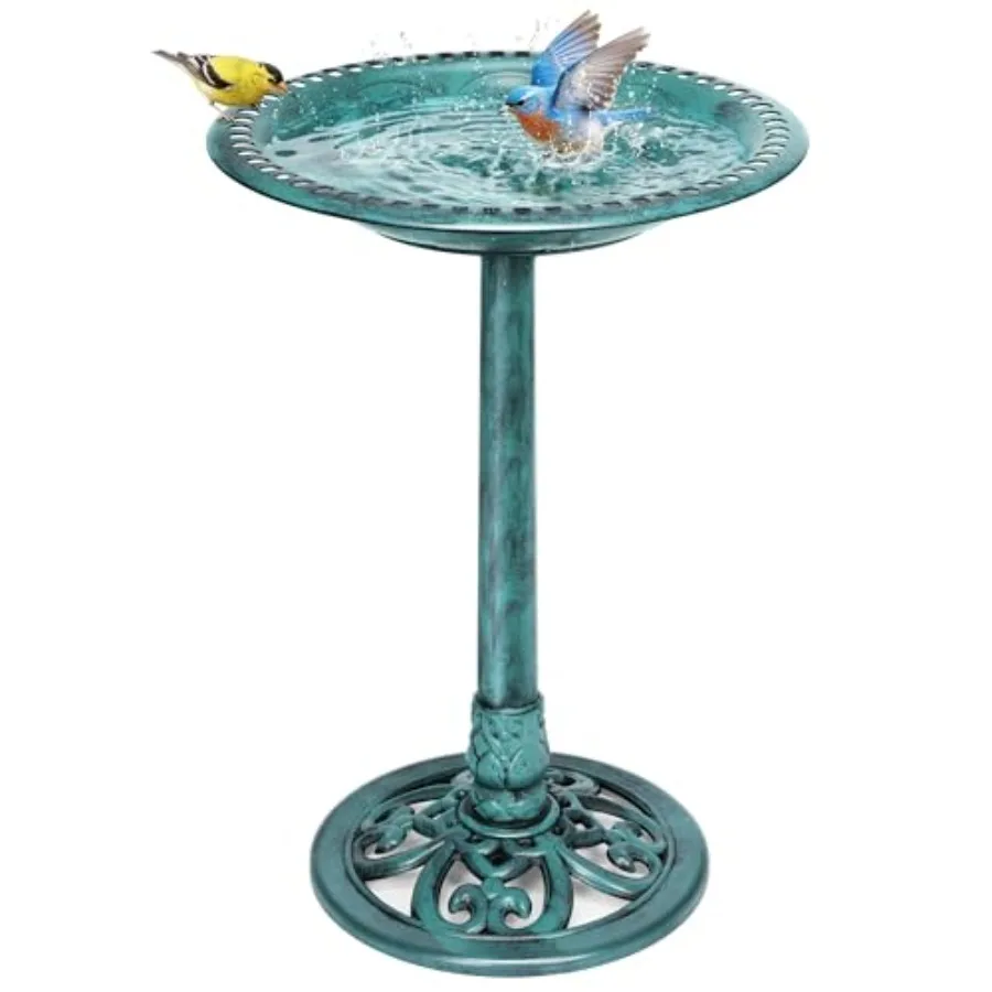 

Bird Bath for Outside, Polyresin Pedestal Bird Baths for Outdoor, Garden, 28 Inch Height Weather-Resistant Birdbaths with 20" B