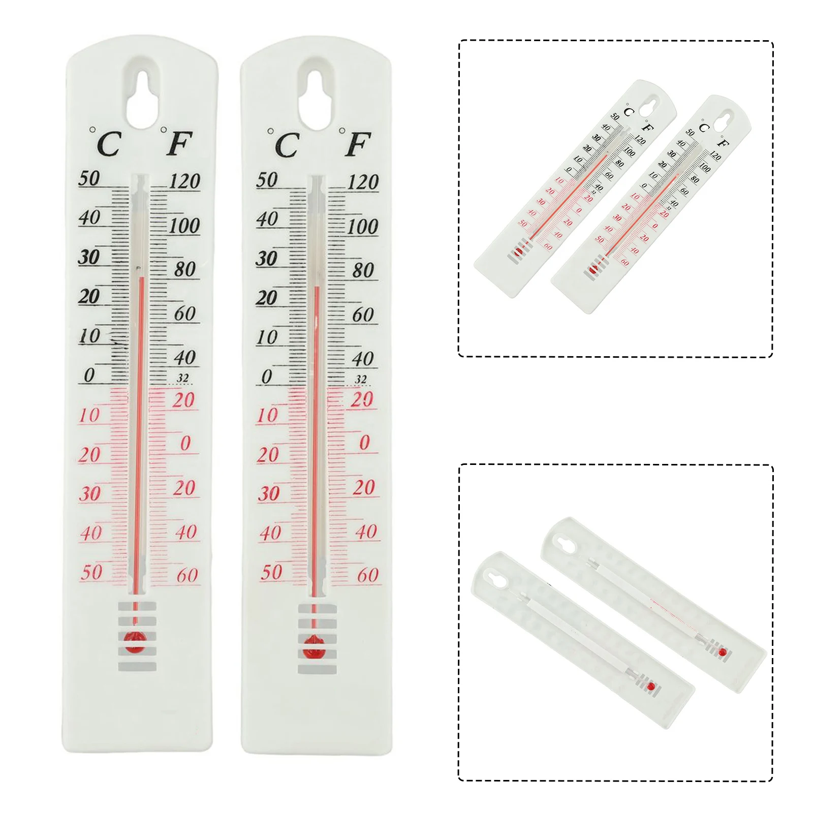 2 Pcs Thermometer Wall Best Price Brand New Fahrenheit: -60° To 120° For Wall Mounting High Quality Hot Sale House -60° To 120°