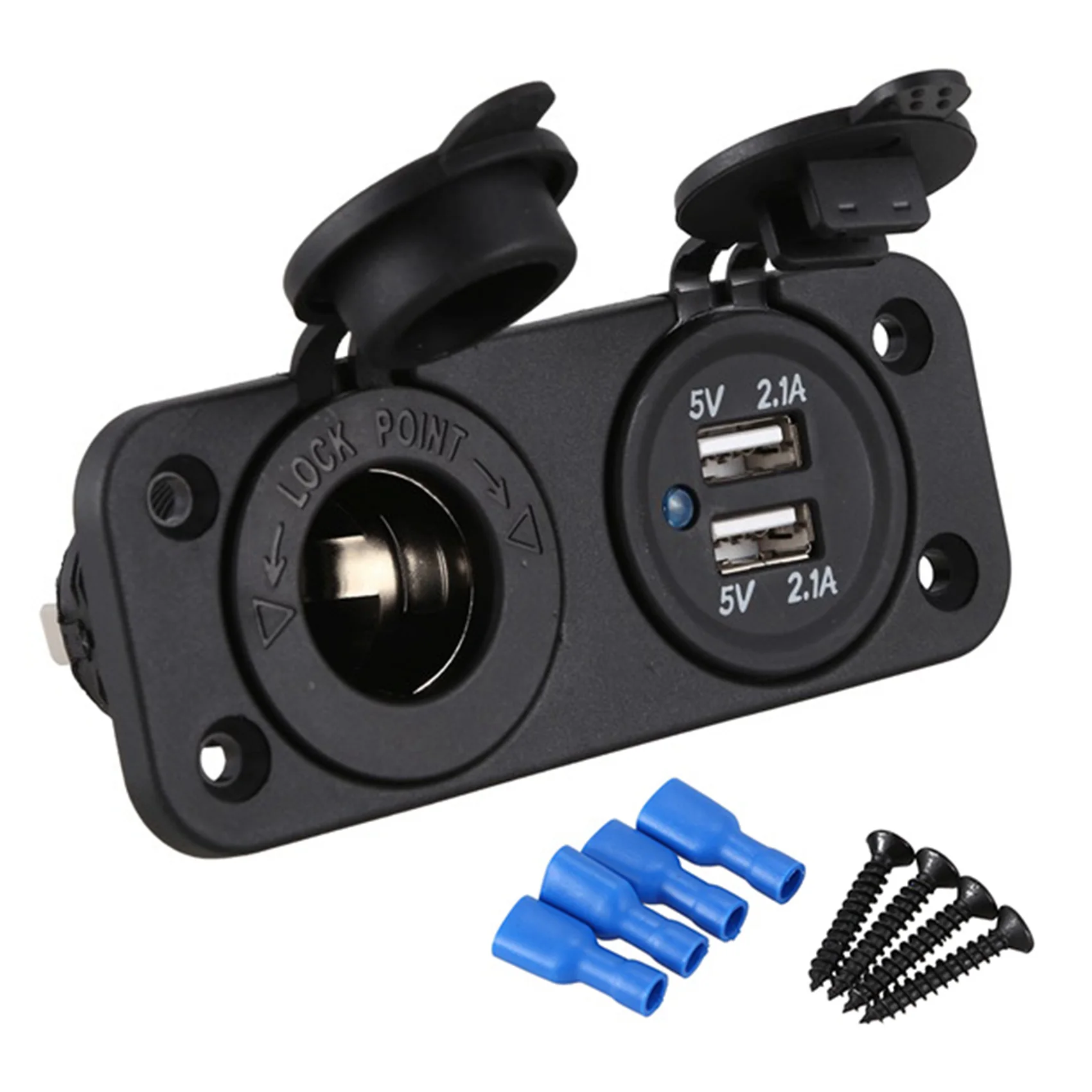 12V Dual USB Plug Charger Outlet Car Socket Charger Cigarette Lighter Socket Splitter Power Adapter