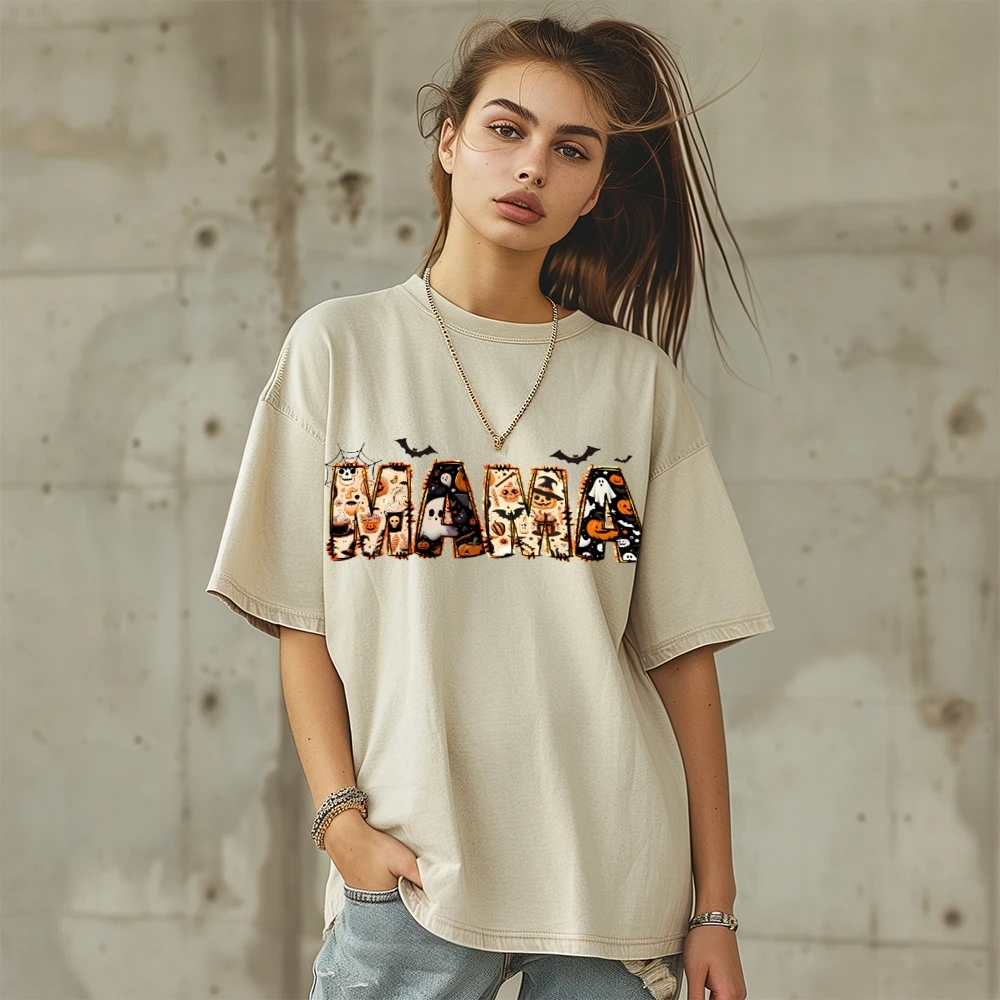 

MAMA Streetwear Women Tees Clothes Y2K Unisex Fit 2000s Customscool Graphic T-Shirts For Woman New in Outwears Cotton Summer