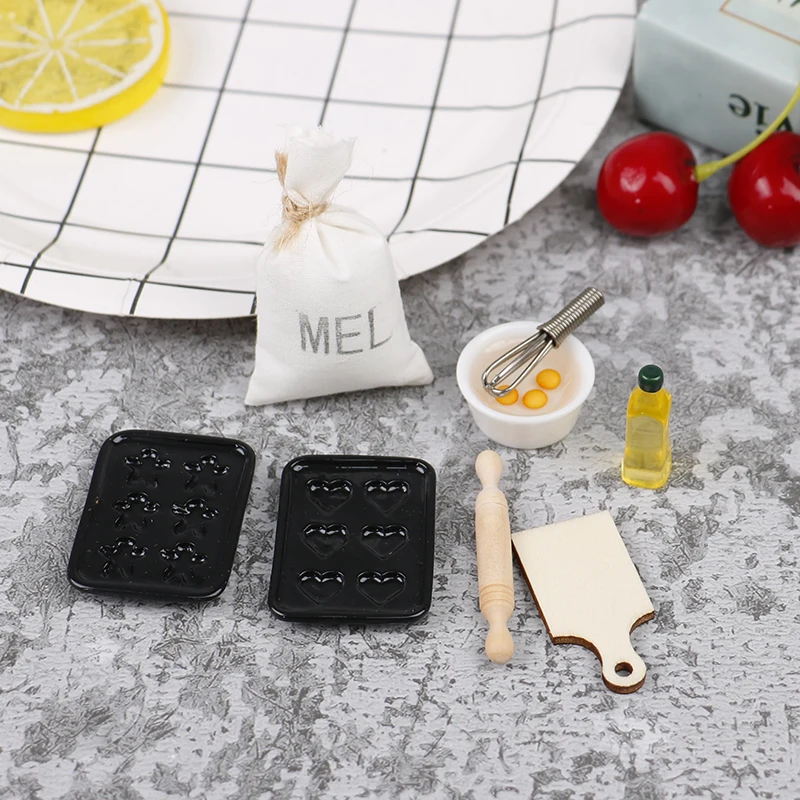 8pcs/set 1:12 Dollhouse Miniatures Baking Tools Kitchen Accessories For Doll House Decor Kids Pretend Play Toys