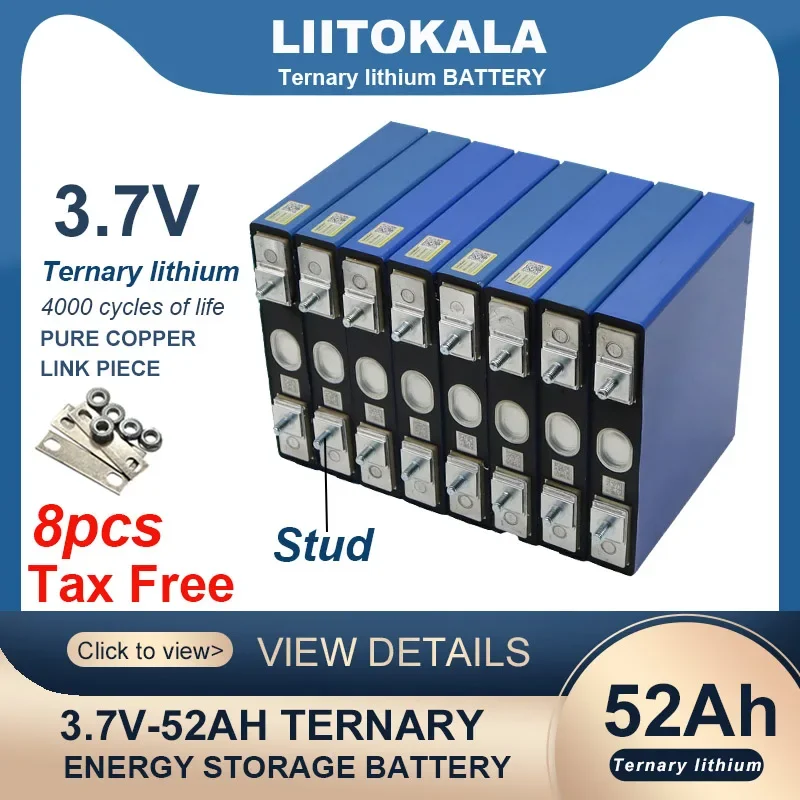 8 шт., 3,7 В, 52 Ач, тройная литиевая батарея для 12 В, 24 В, тележки для гольфа, автомобильной зажигалки, модификация аккумуляторов для мотоциклов, без налога