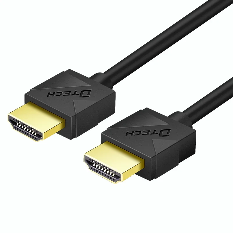 DTECH Factory Price Gold-plated Interface HD 1080p 3D 4k Cable 2m HDMI Lead for Computer HD TV Projector