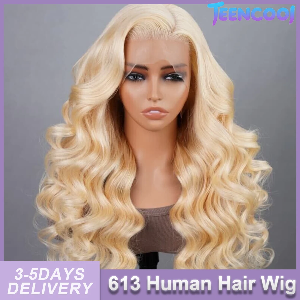 

613 Body Wave Honey Blonde 13x6 HD Transparent Lace Frontal Human Hair Wig 38 Inch Brazilian 13x4 Lace Front Wigs For Women
