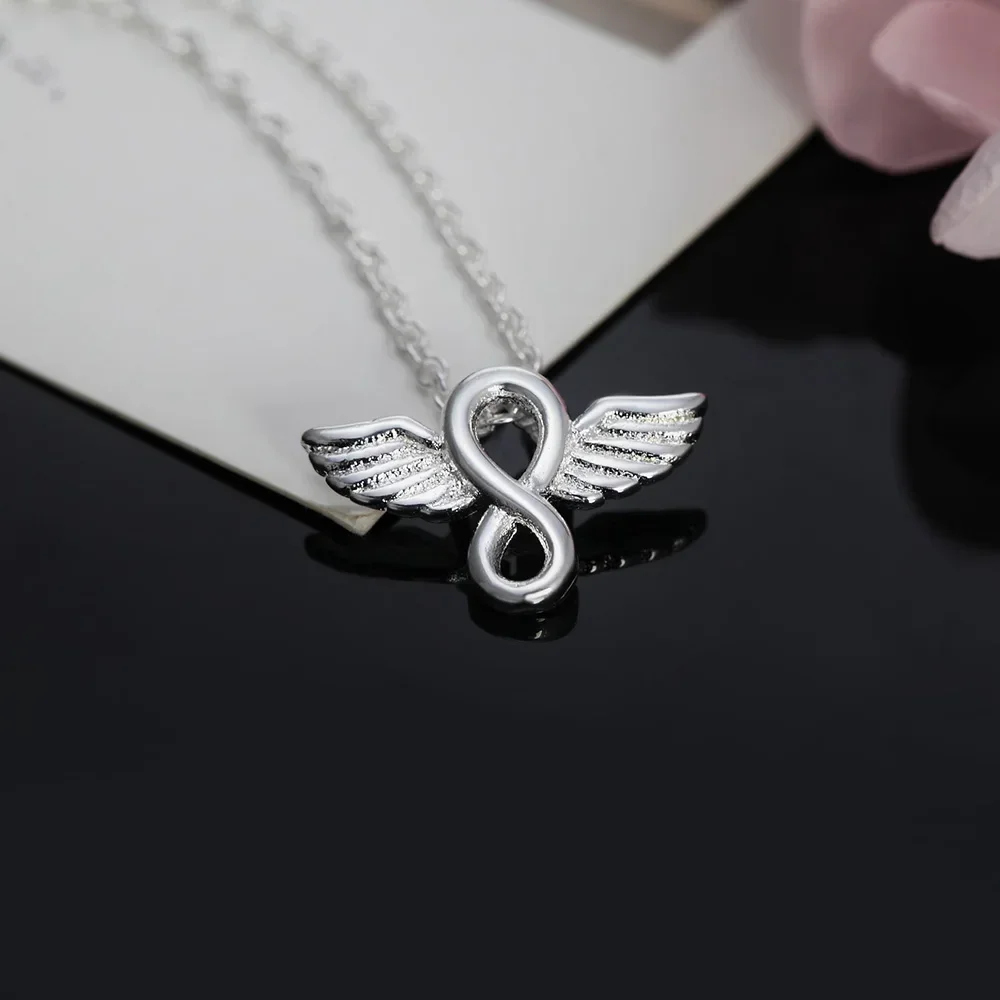 New fashion 925 Sterling Silver cute Little angel wings Pendant Necklace For Women Gifts luxury Wedding Jewelry