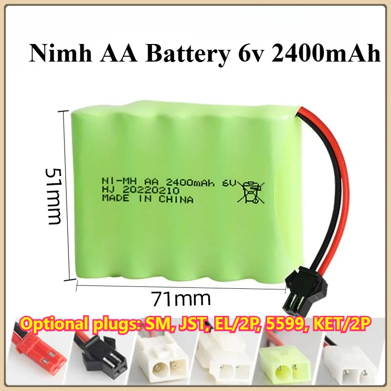 

6v 2400mAh AA Battery for Rc Toys Cars Tanks Robots Upgraded 3000mah Batteries Pack for Rc Boat 6V Rechargeable Battery