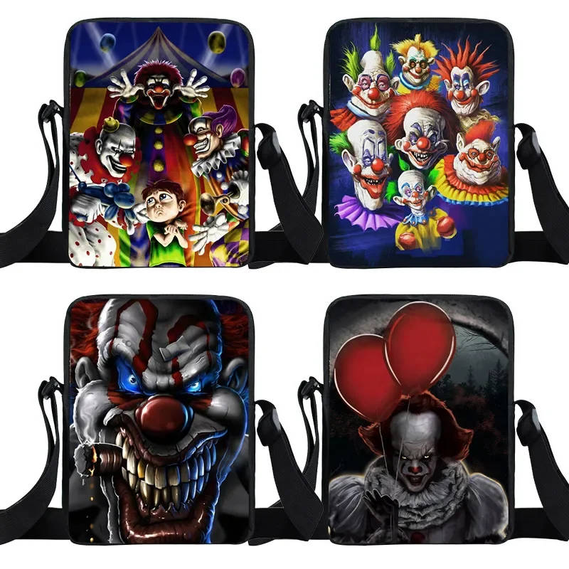 Funny Clown Messenger Bag Women Crossbody Bags Horror Handbags Casual Rucksack Party Shoulder Bags for Travel Satchel Gift