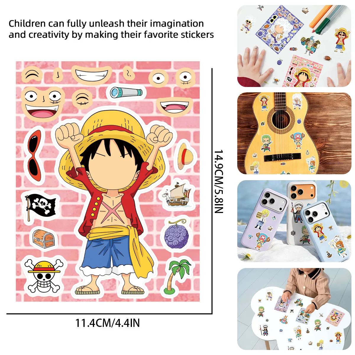 

8/16Sheets One Piece Cartoon Puzzle Graffiti Stickers Exquisite DIY Toys for Bottle Scrapbook Travel Bag Aesthetic Decals