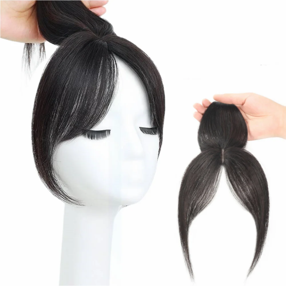 アネモネナチュラル人毛前髪女性用100%本物人毛フリンジクリップインエクステ韓国サイドバング偽前髪