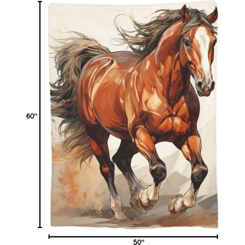 Selimut Kuda Ringan dan Nyaman untuk Dewasa, Flanel Fleece, untuk Kuda Berlari, Sofa, Perjalanan, Dekorasi Tempat Tidur, Anak Laki-laki, Pria