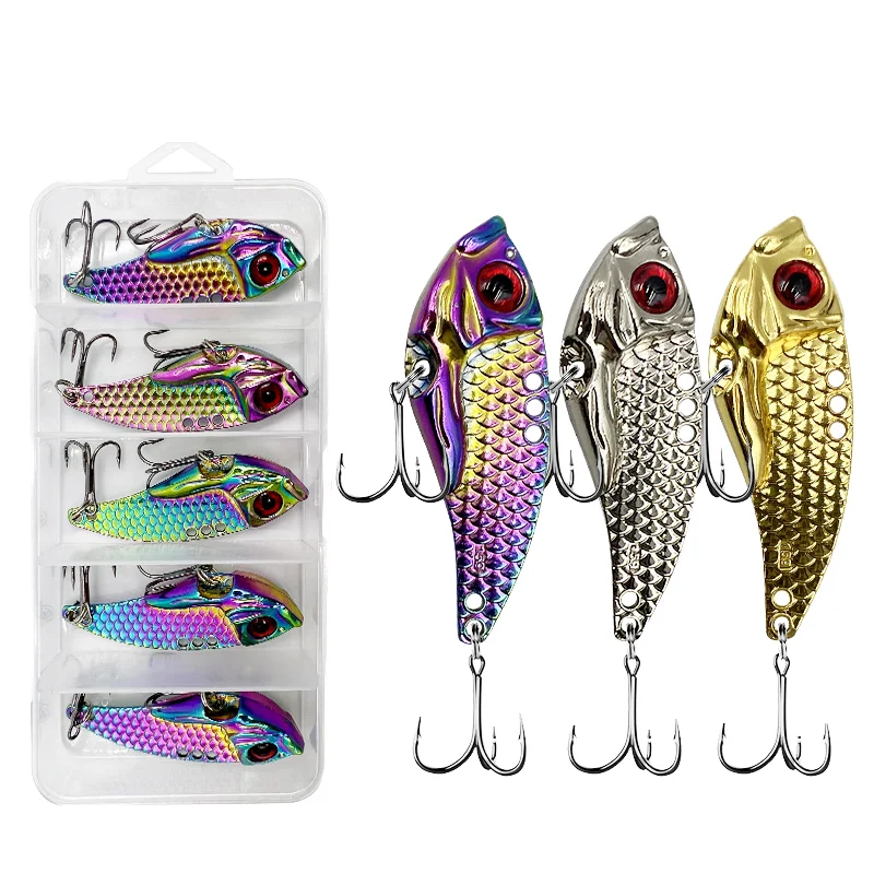 

5pcs Fishing Lures Blade Bait Metal VIB Fishing Lures for Freshwater Saltwater Fishing Spoons Metal Hard Lure