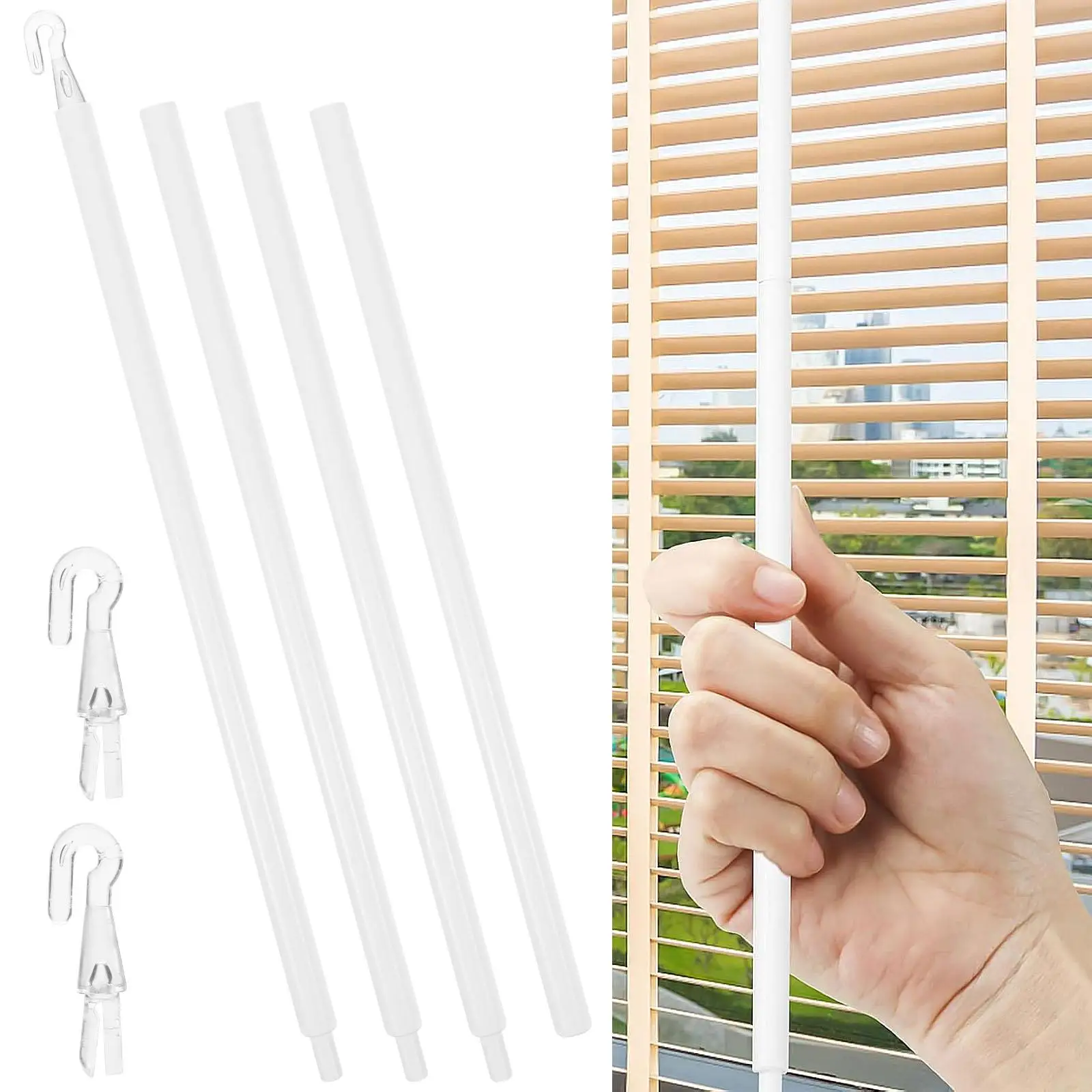 

Curtain Accessories Blind Wand Replacement Rod Hooks Blind Replacement Rod for Window Blinds No Drill Easy Assemble