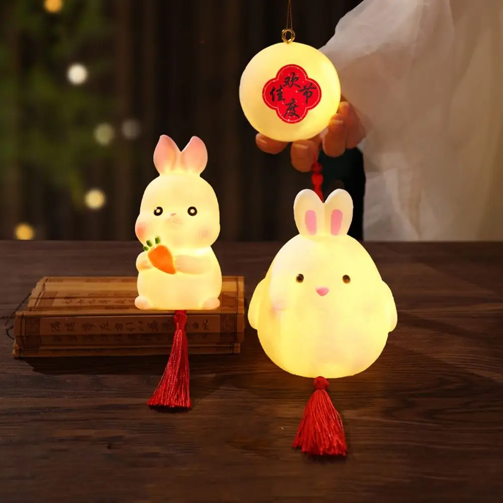 

Cartoon Chinese Rabbit Lantern Traditional Blessing LED Lantern Toys Handmade Portable Handheld Lamp Family Activity