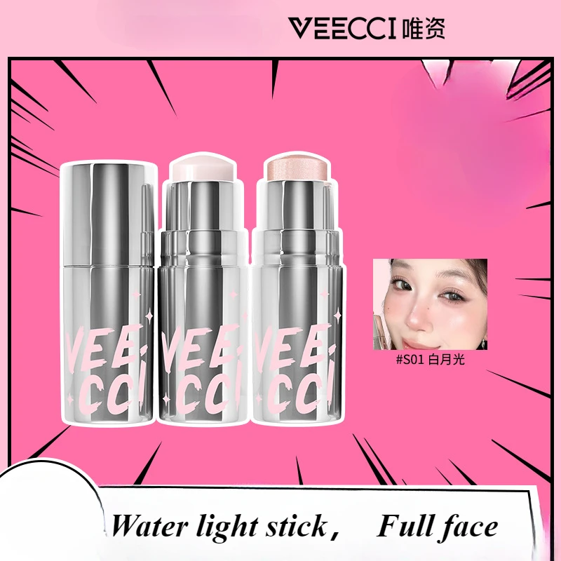 VEECCI Translucent Water Light Stick Light Champagne for Brightening Highlight Versatile for Beginners Makeup