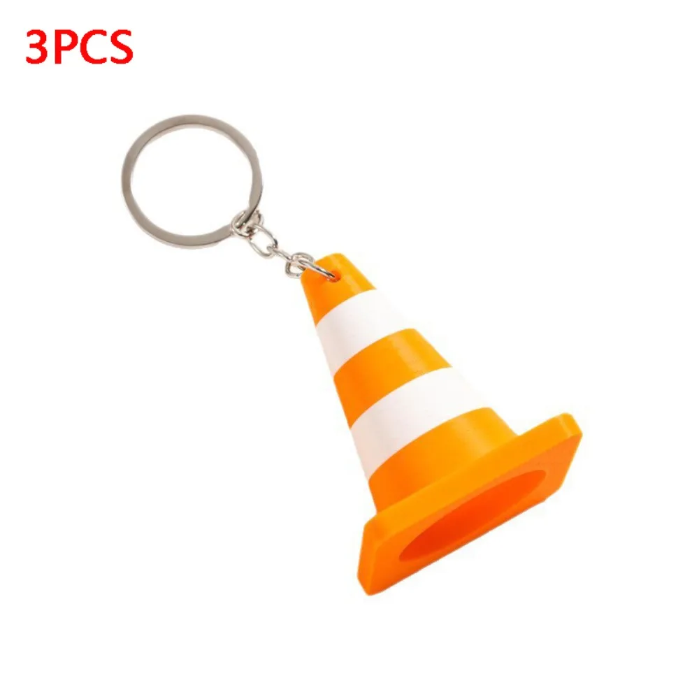 3PCS Plastic Traffic Cone Keychain Orange Color Simulation Design Simulation Bag Charm Mini Size Creative Shape